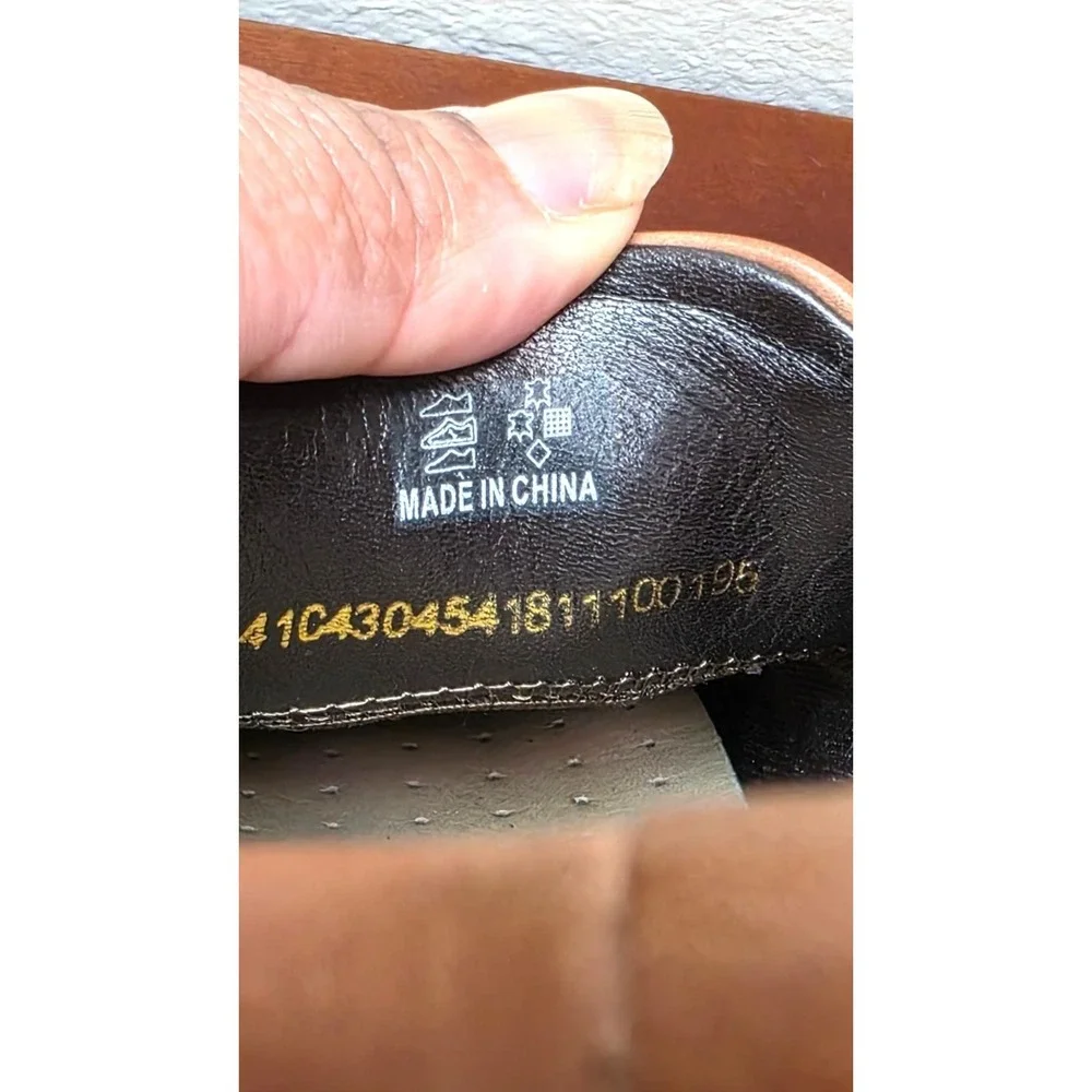 Ecco‎ Men Brown Leather Woven Boho Vacations Beach Slip-On Shoes Size 41 EU